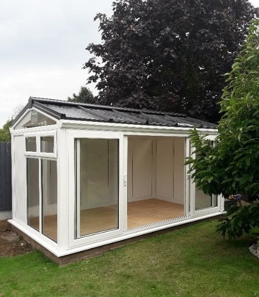 Compact white standard-range garden room